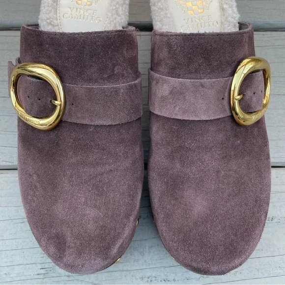 NWOB Vince Camuto Canzenee Sherpa Clogs in Rootbeer Suede size 9 - Picture 6 of 16